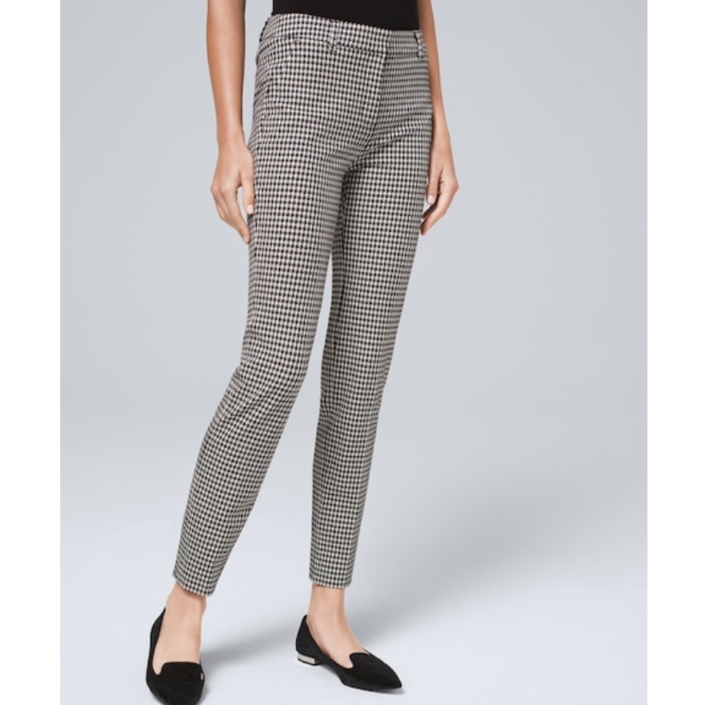 WHBM COMFORT STRETCH HOUNDSTOOTH ANKLE PANTS